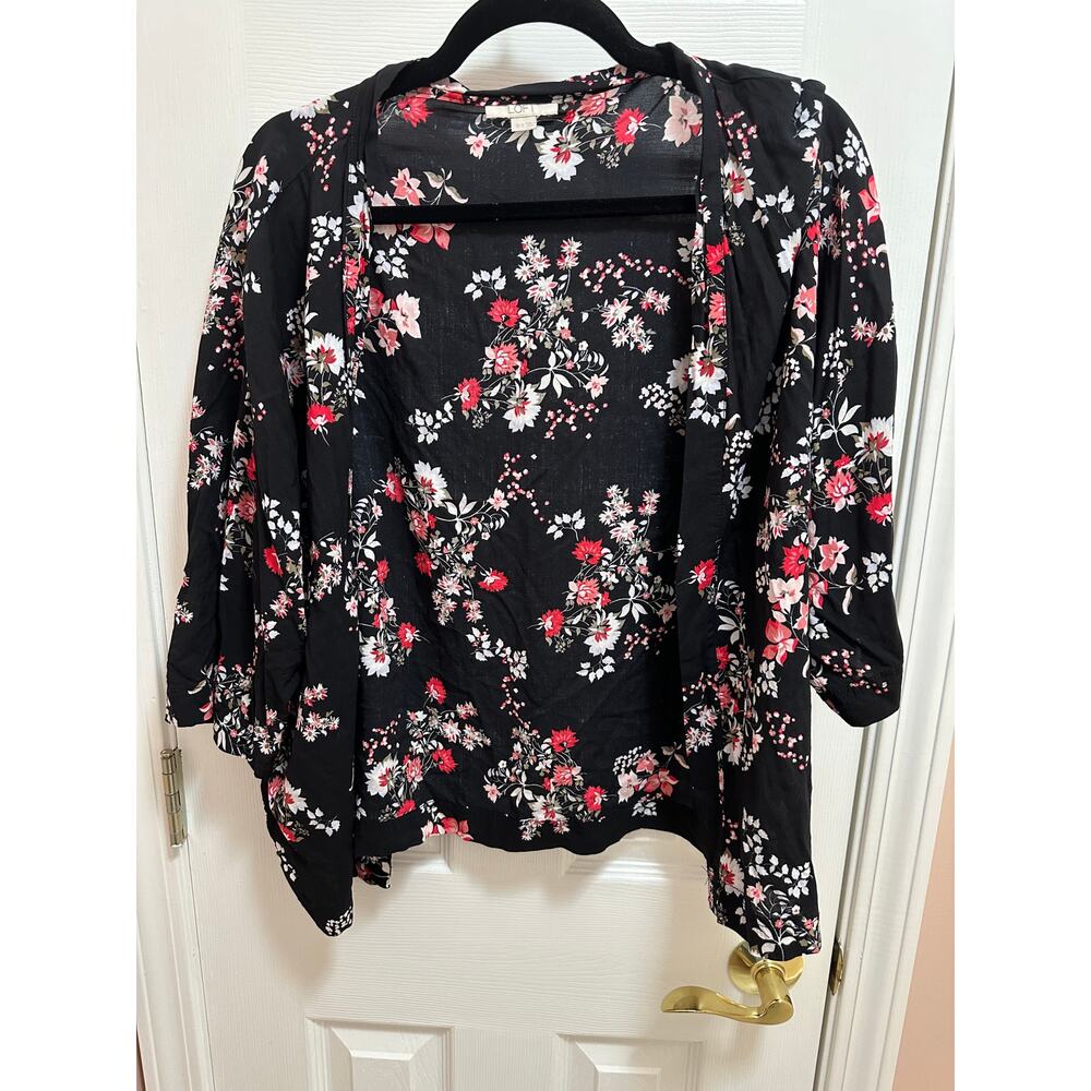 Loft Wrap/Sweater/Coverup Size XS Black Floral